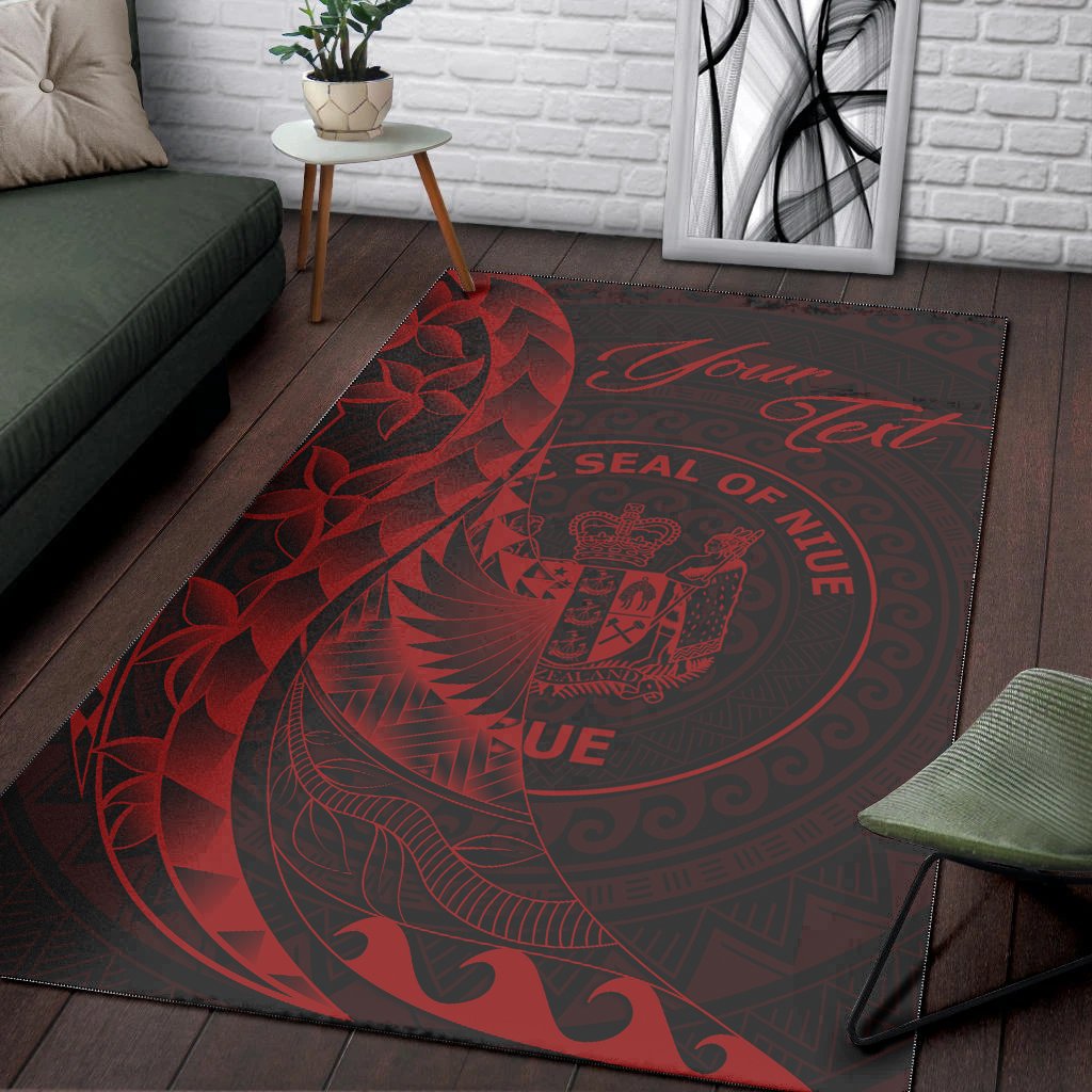 Niue Area Rug - Custom Personalised Polynesian Pattern Style Red Color Red - Polynesian Pride