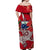 Samoa Off Shoulder Long Dress Hammerhead Shark and Hibiscus Red LT13 - Polynesian Pride