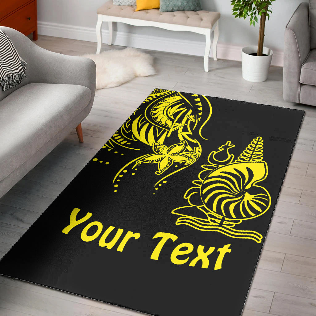 (Custom Personalised) New Caledonia Area Rug Emblem Nautilus Shell Version Yellow LT13 Yellow - Polynesian Pride