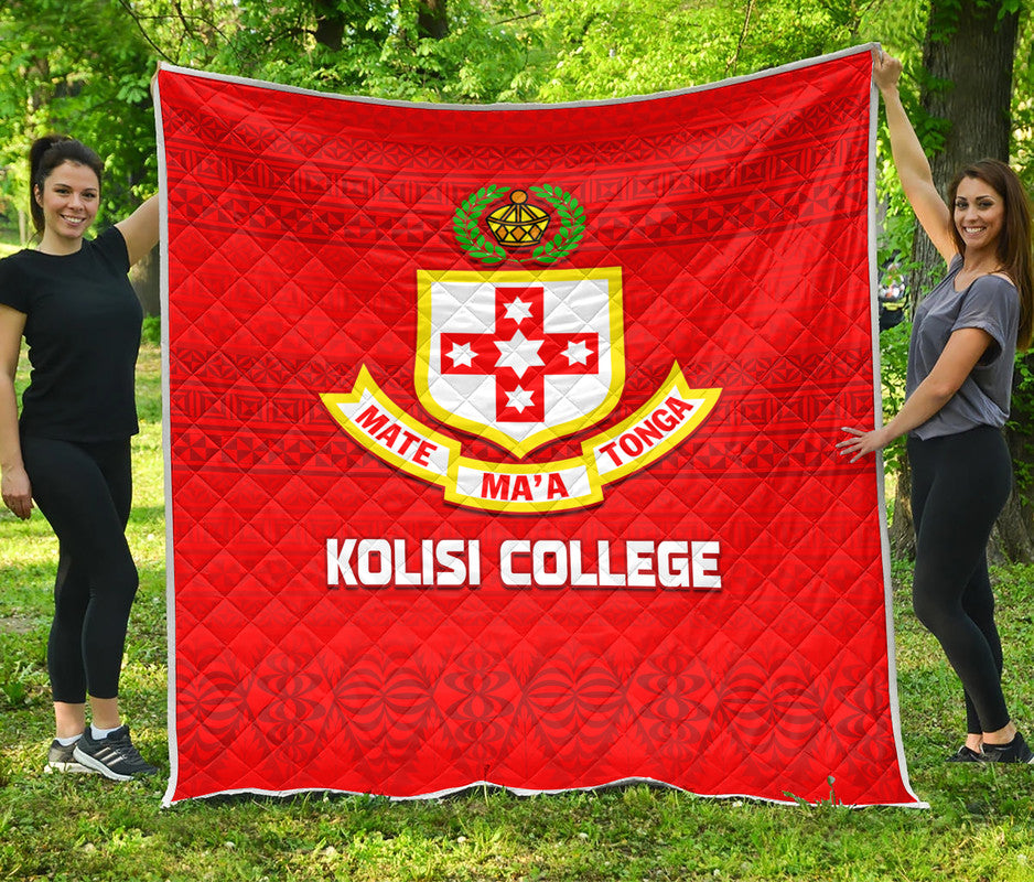 Kolisi Tonga College Atele Premium Quilt 140 Years Anniversary Tongan Ngatu Ver.02 LT13 Red - Polynesian Pride