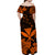 Hawaii Off Shoulder Long Dress Polynesia Orange Kanaka Maoli LT13 - Polynesian Pride