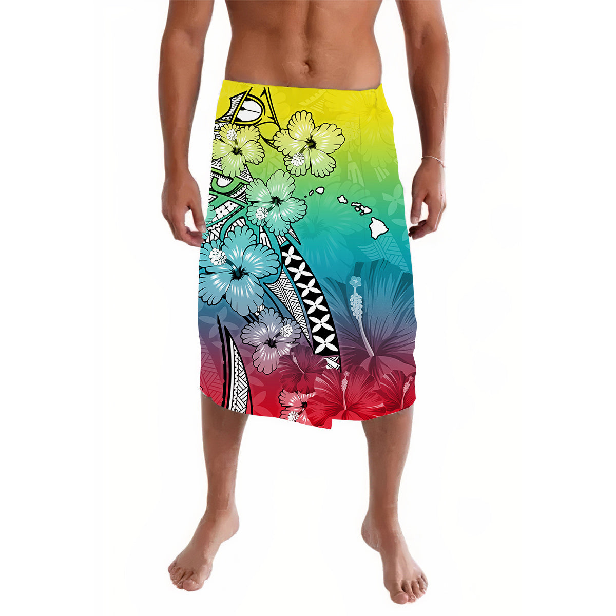 Hawaii Lavalava Polynesian Special 01 Hibiscus and Map Mystical LT13 Art - Polynesian Pride