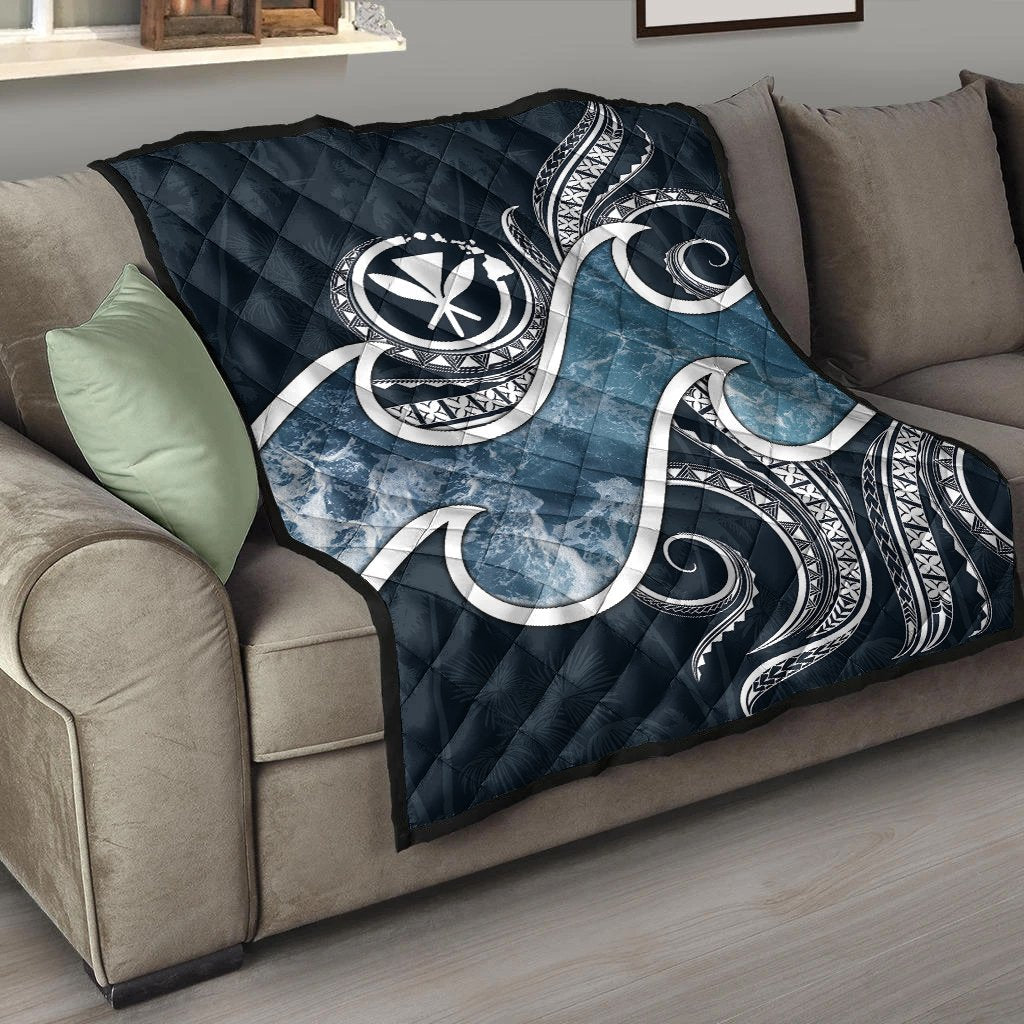 Polynesian Hawaii Premium Quilt - Ocean Style Black - Polynesian Pride