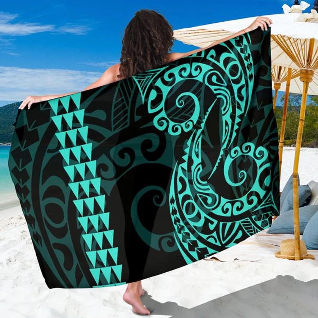 Kanaka Map Turquoise Polynesian Sarong Sarong One Size Turquoise - Polynesian Pride