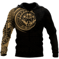 New Zealand Maori Tattoo Hoodie Gold Unisex Black - Polynesian Pride