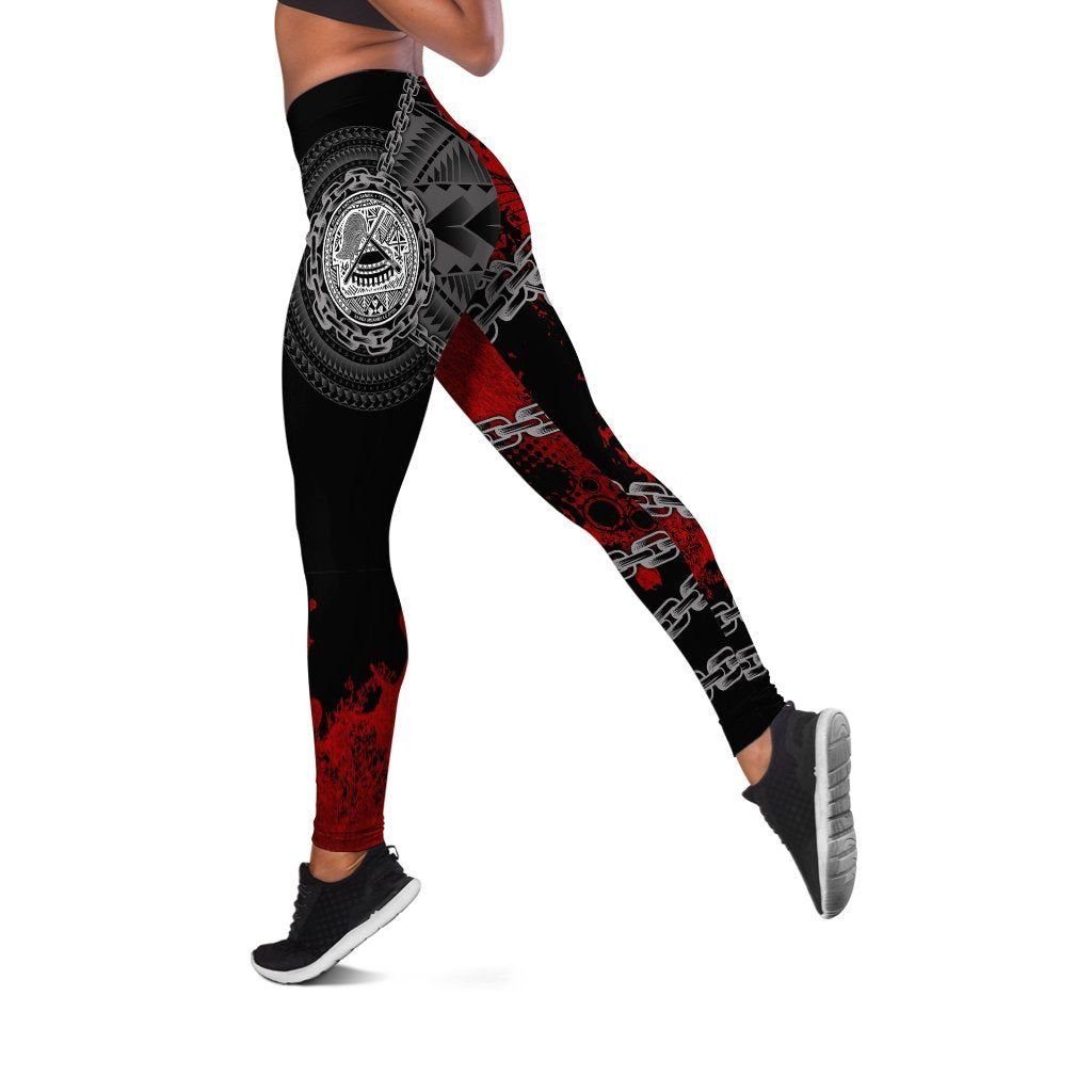 American Samoa Polynesian Women's Leggings - Polynesian Chain Style Black - Polynesian Pride