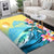 Hawaii Dolphin Plumeria Surfing Polynesian Area Rug - Muriel Style - AH - Polynesian Pride