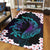 Hawaiian Plumeria Shark And Turtle Area Rug - Black - Zelda Style - AH - Polynesian Pride