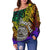 American Samoa Custom Personalised Women's Off Shoulder Sweater - Rainbow Polynesian Pattern - Polynesian Pride