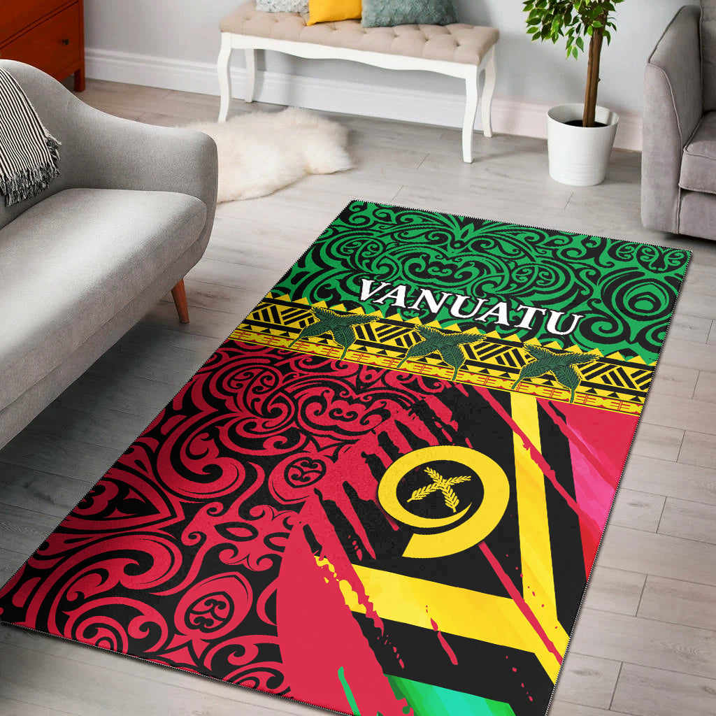 Vanuatu Dreamy Area Rug Flag and Pattern LT13 Green - Polynesian Pride