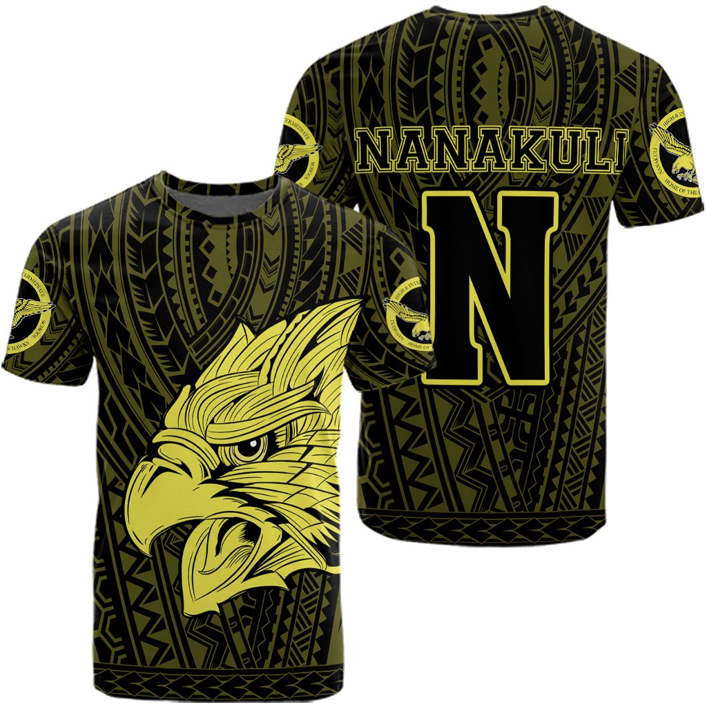 Hawaii Nanakuli High School Hawk Polynesian T Shirt Unisex Black - Polynesian Pride