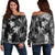 Hawaiian - Silver Tropical Turtle Women's Off Shoulder Sweater AH Black - Polynesian Pride