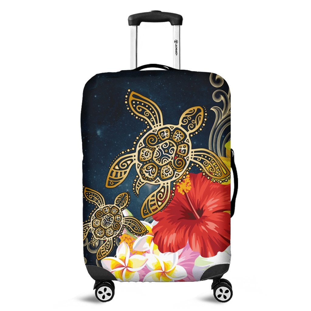 Hawaiian - Hawaii Honu Hibiscus Galaxy Luggage Covers - AH Black - Polynesian Pride