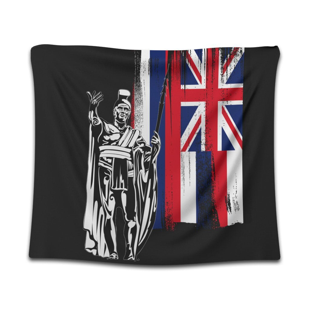 Hawaiian - Hawaii King Flag Tapestry - AH Wall Tapestry Black - Polynesian Pride