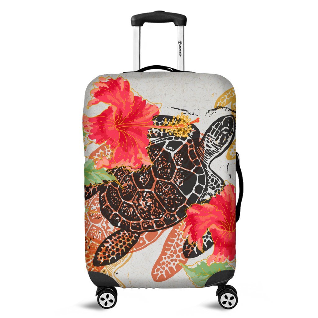 Hawaiian - Hawaii Turtle Art Hibiscus Luggage Covers - AH Black - Polynesian Pride