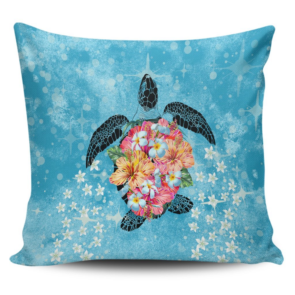 Hawaiian - Hawaii Turtle Hibiscus Plumeria Pillow Covers - AH Pillow Covers Black - Polynesian Pride