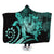 Hawaiian - Hawaii Turtle Hibiscus Polynesian Vintage Hooded Blanket - Turquoise - AH Hooded Blanket White - Polynesian Pride