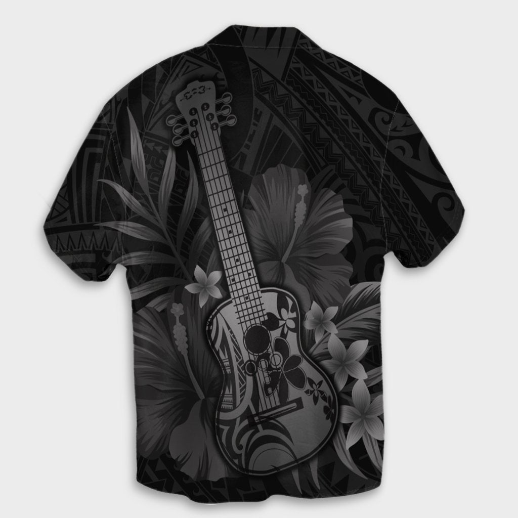 Hawaiian - Hawaii Ukulele Flower Hawaiian Shirt - Gray - AH - Polynesian Pride