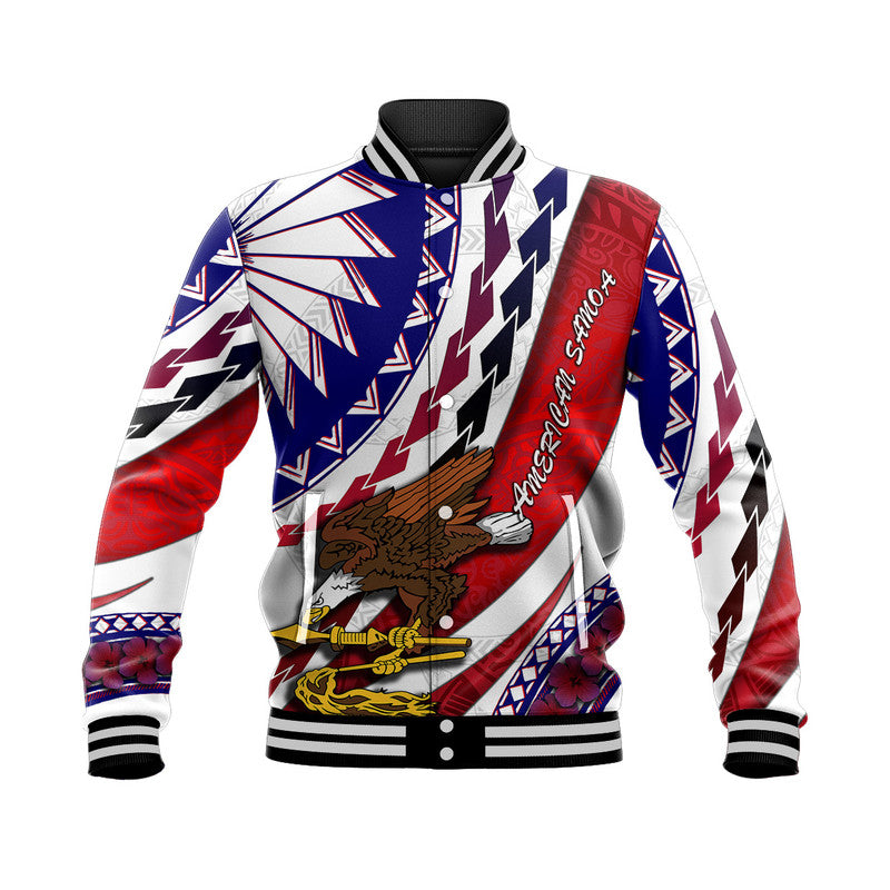 American Samoa Baseball Jacket Artsy Style LT9 Unisex Red - Polynesian Pride