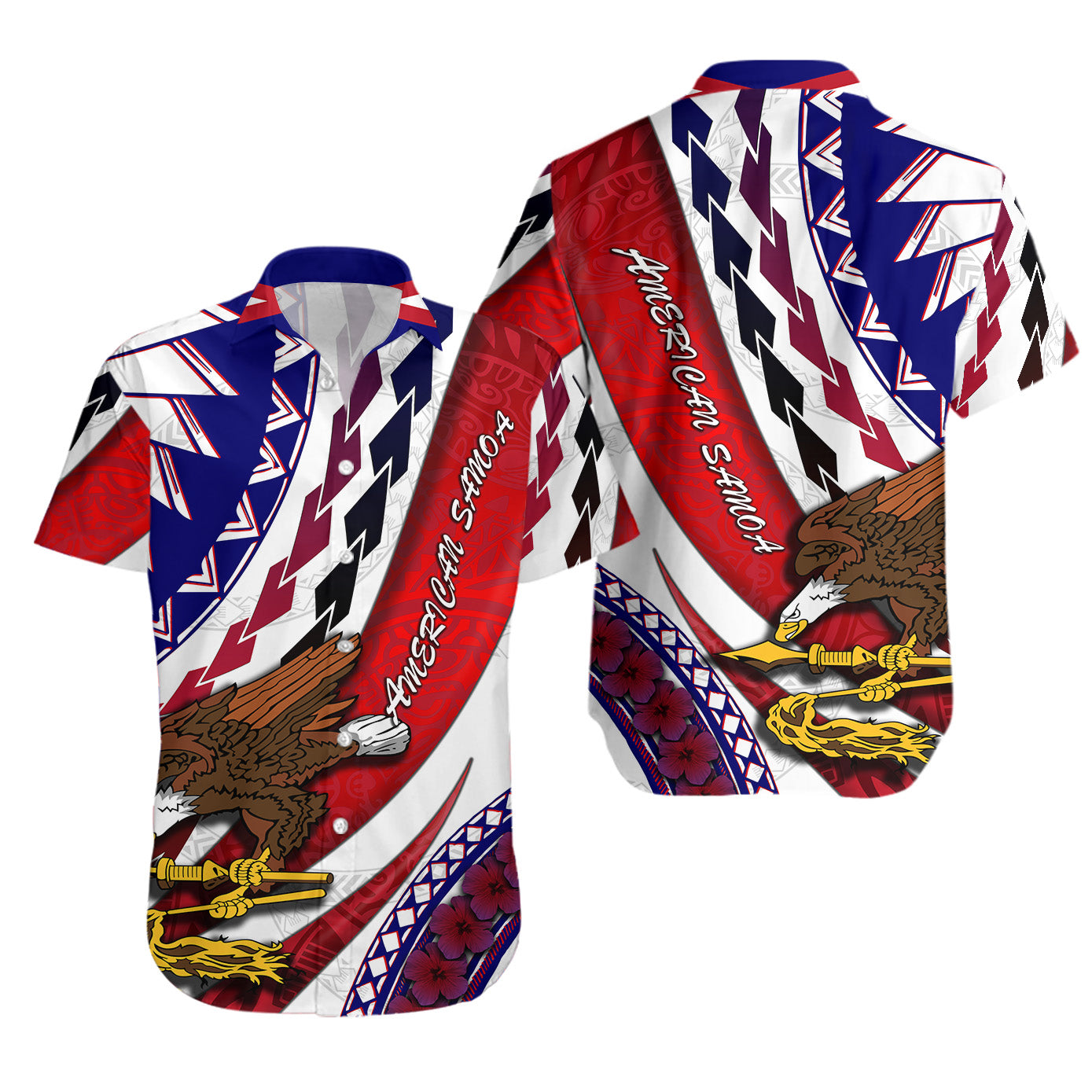 American Samoa Hawaiian Shirt Artsy Style LT9 Unisex Red - Polynesian Pride