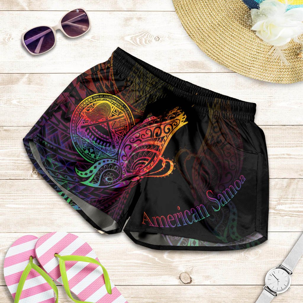 American Samoa Women's Shorts - Butterfly Polynesian Style Women Black - Polynesian Pride