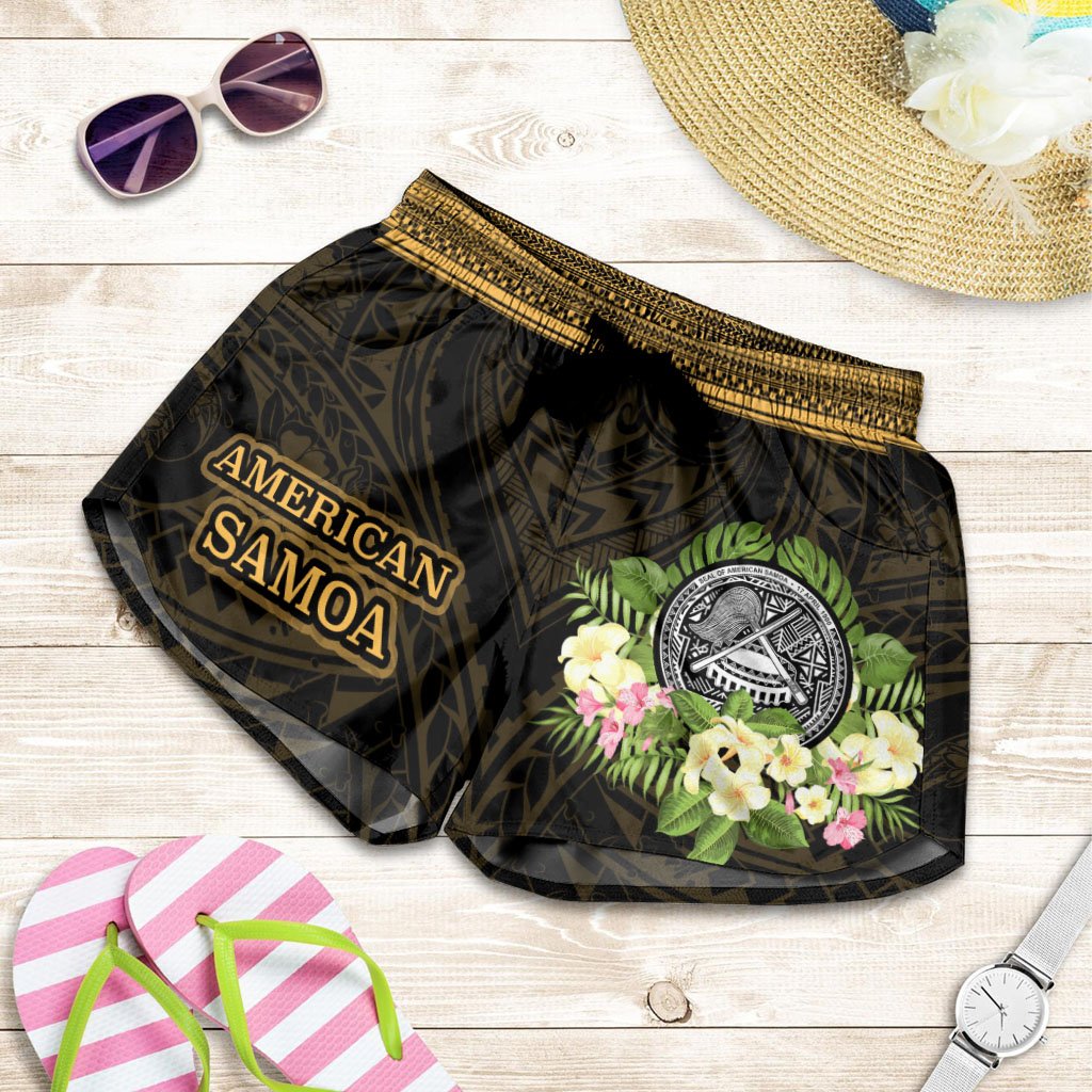 American Samoa Women's Shorts - Polynesian Gold Patterns Collection Women Black - Polynesian Pride