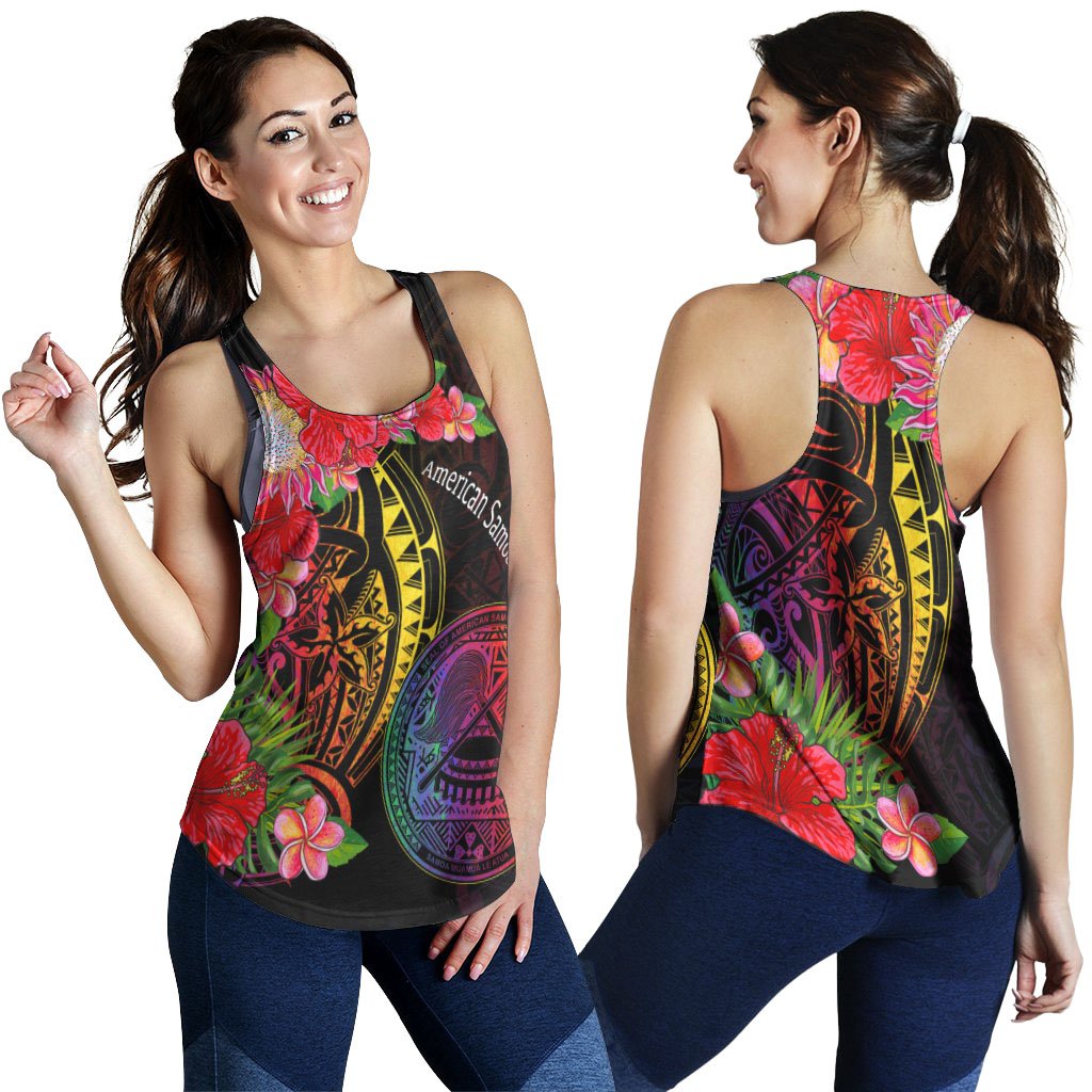 American Samoa Women's Racerback Tank - Tropical Hippie Style Black - Polynesian Pride