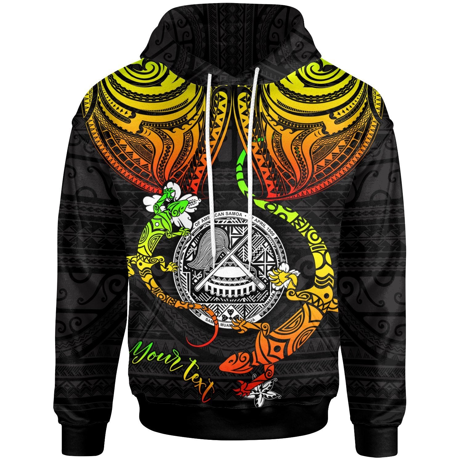 American Samoa Custom Hoodie Lizard Good Chest Unisex Reggae - Polynesian Pride