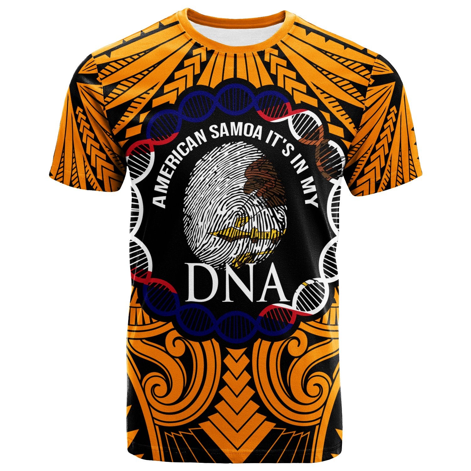 American Samoa T Shirt Its In My DNA Orange Color Unisex Black - Polynesian Pride