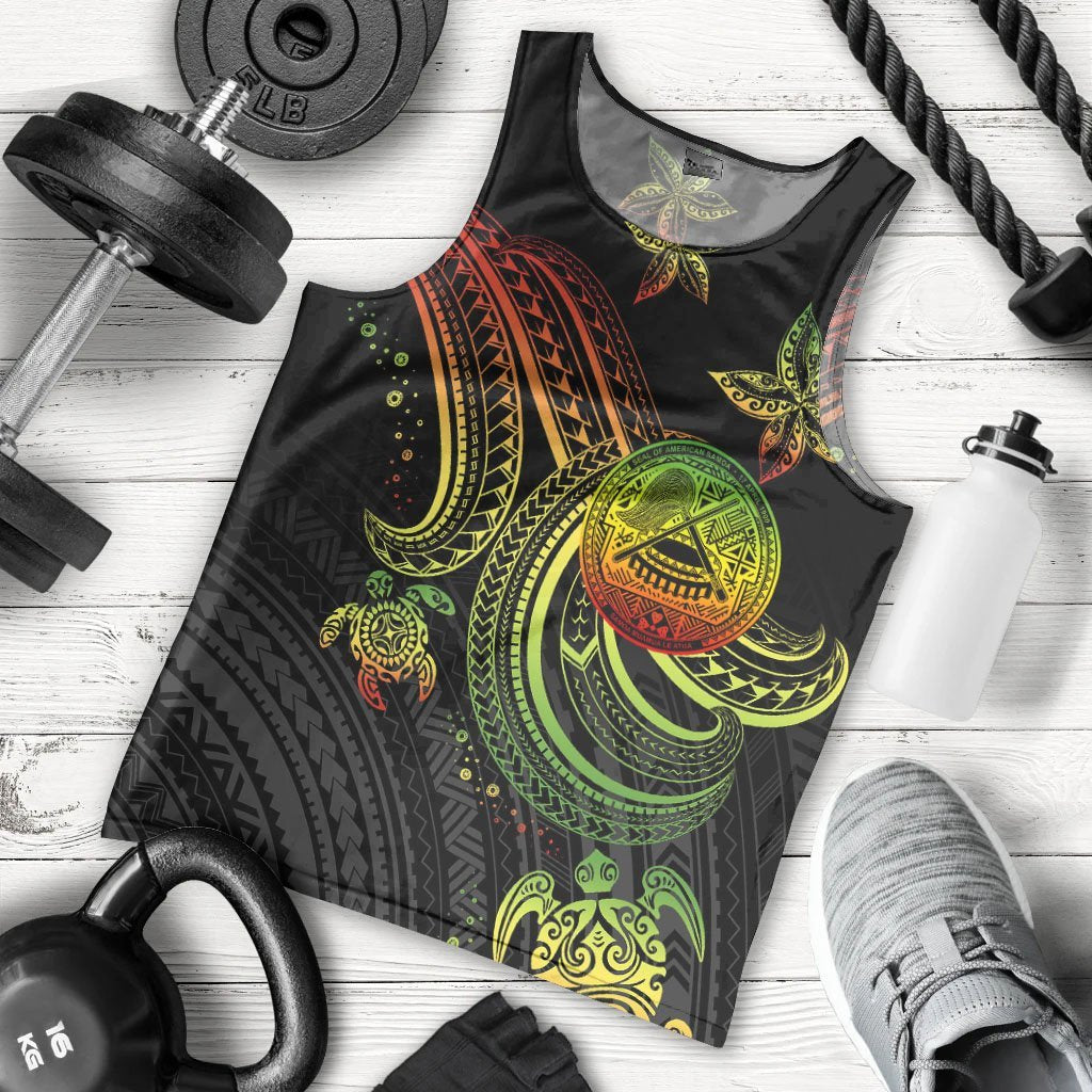 American Samoa Custom Personalised Men's Tank Top - Reggae Turtle Reggae - Polynesian Pride