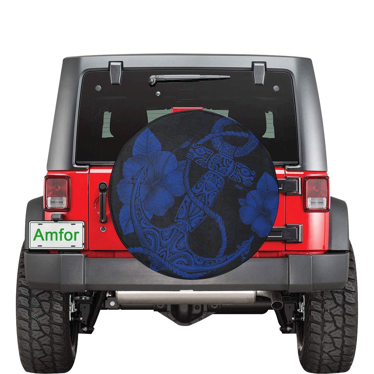 Anchor Poly Tribal Blue Spare Tire Cover AH Blue - Polynesian Pride