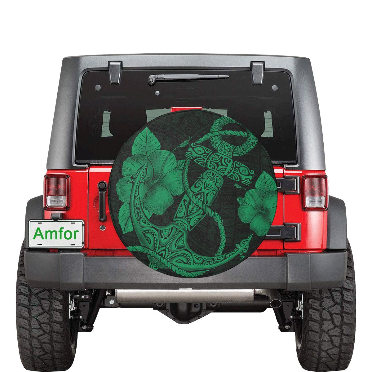 Anchor Poly Tribal Green Spare Tire Cover AH Green - Polynesian Pride