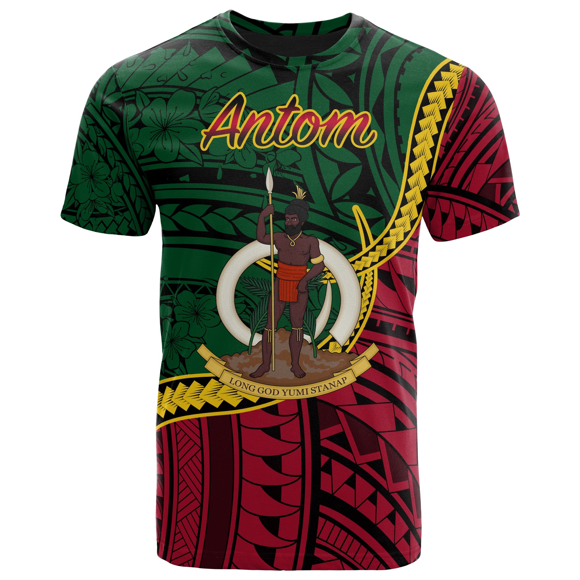 Vanuatu T Shirt Antom Seal of Vanuatu Polynesian Patterns Unisex Green - Polynesian Pride