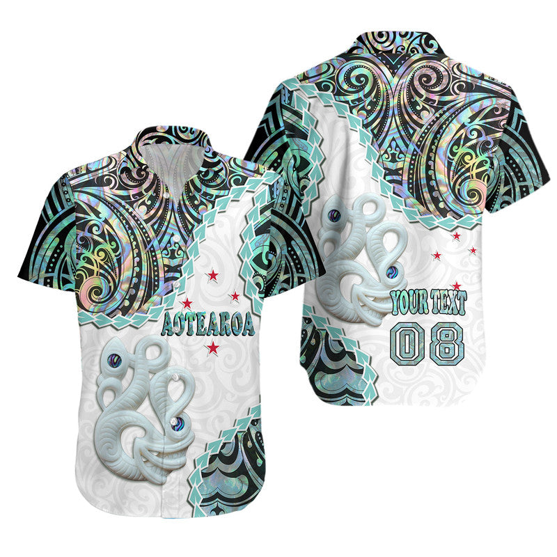 (Custom Personalised) New Zealand Maori Hawaiian Shirt Aotearoa Manaia Basic Paua Shell LT9 White - Polynesian Pride