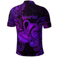 Aquarius Zodiac Polynesian Polo Shirt Unique Style Purple LT8 - Polynesian Pride
