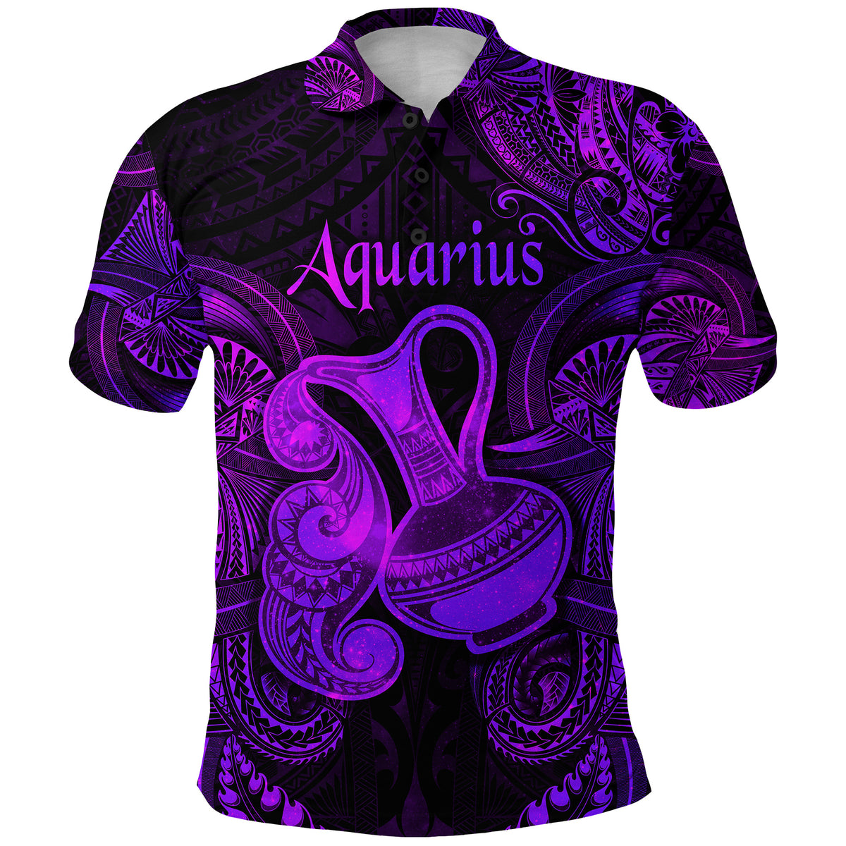 Aquarius Zodiac Polynesian Polo Shirt Unique Style Purple LT8 - Polynesian Pride