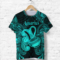 Aquarius Zodiac Polynesian T Shirt Unique Style Turquoise LT8 - Polynesian Pride