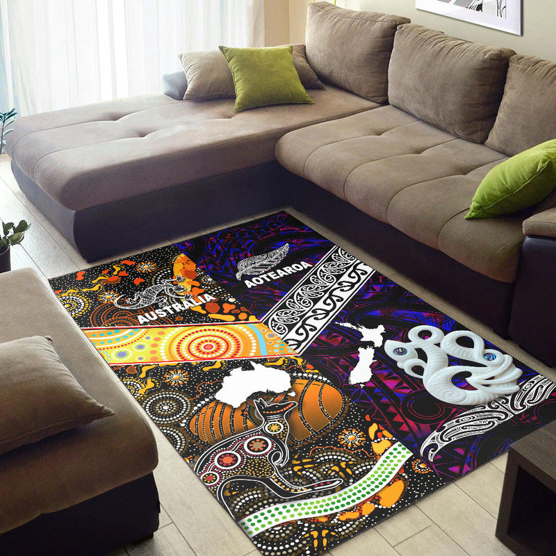 New Zealand Maori Aotearoa And Australia Aboriginal Area Rug Together - Purple LT8 - Polynesian Pride