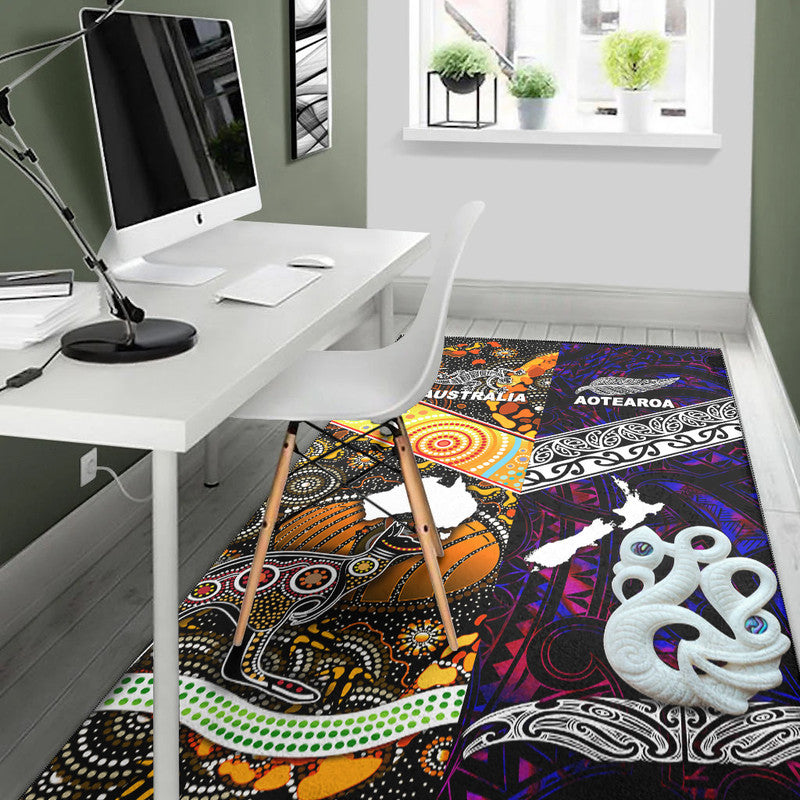 New Zealand Maori Aotearoa And Australia Aboriginal Area Rug Together - Purple LT8 - Polynesian Pride