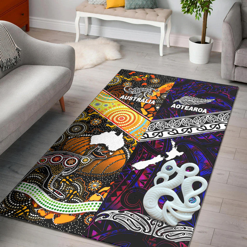 New Zealand Maori Aotearoa And Australia Aboriginal Area Rug Together - Purple LT8 Purple - Polynesian Pride
