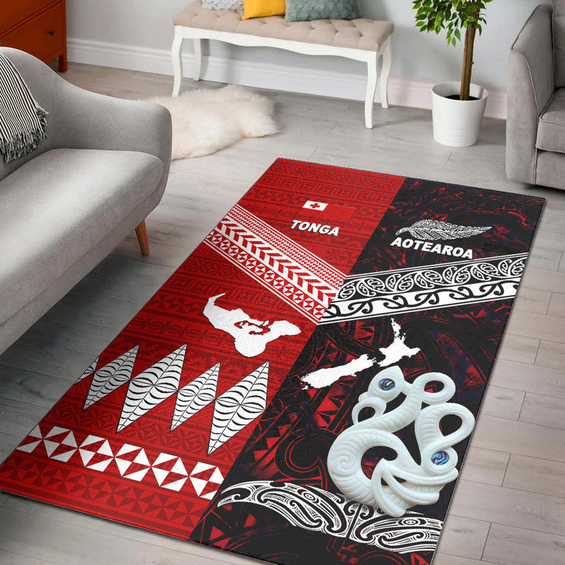 New Zealand And Tonga Area Rug Together - Red LT8 Red - Polynesian Pride