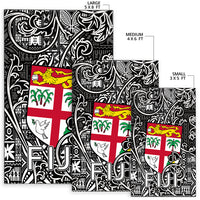 Fiji Area Rug Tapa Patterns White And Black Style LT6 - Polynesian Pride