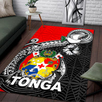 Tonga Hook Tattoo Area Rug Black LT6 - Polynesian Pride