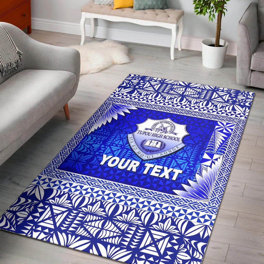 (Custom Personalised) Tonga Tupou High School Area Rugs Simplified Version LT8 Blue - Polynesian Pride