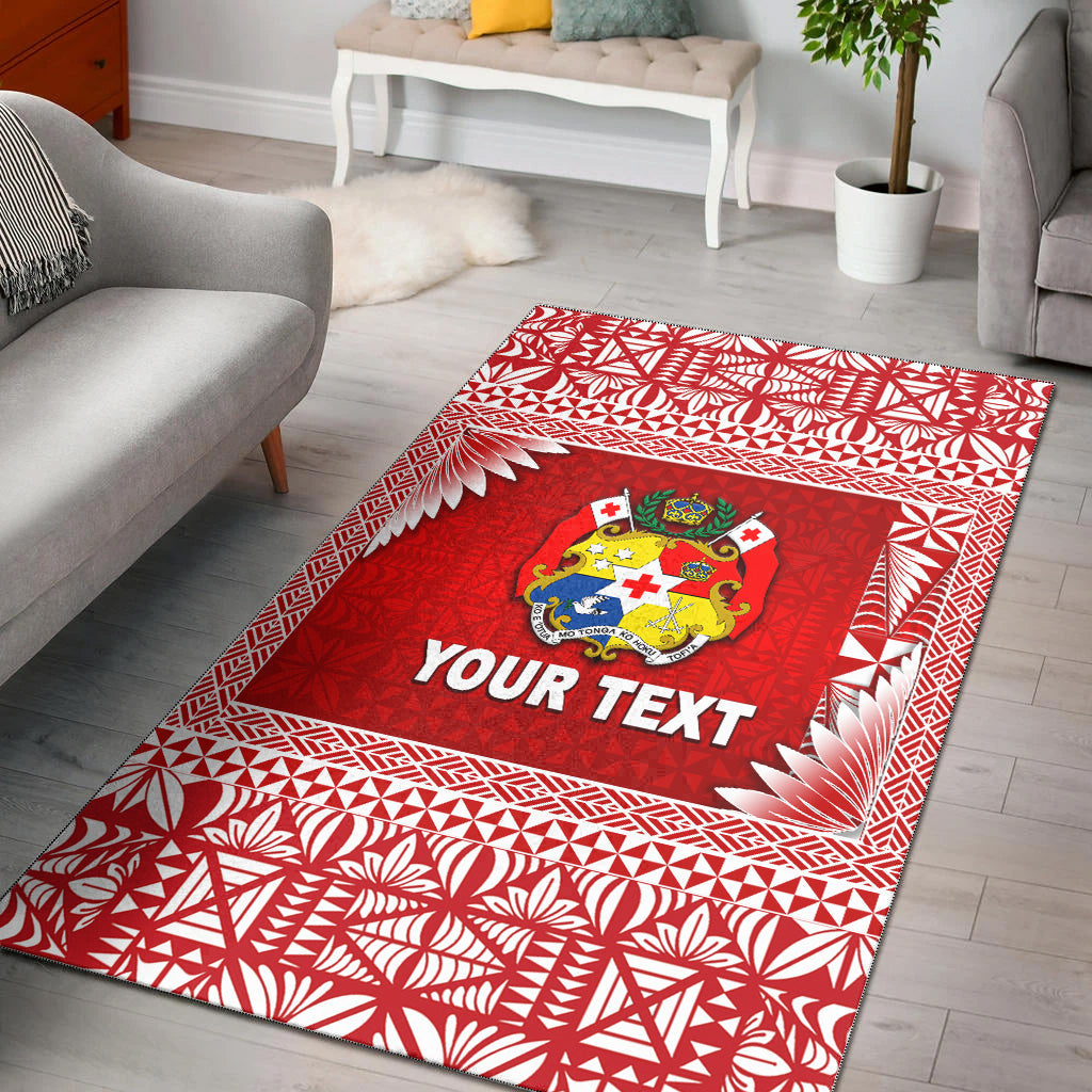 (Custom Personalised) Tonga Coat Of Arms Area Rugs Simplified Version - Red LT8 Red - Polynesian Pride