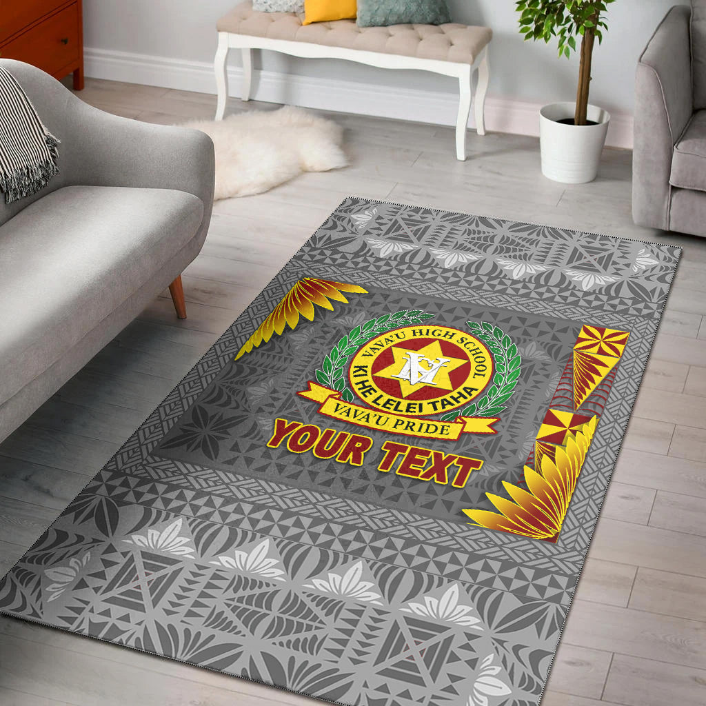 (Custom Personalised) Tonga Vava'u High School Area Rugs Simplified Version - Grey LT8 Grey - Polynesian Pride