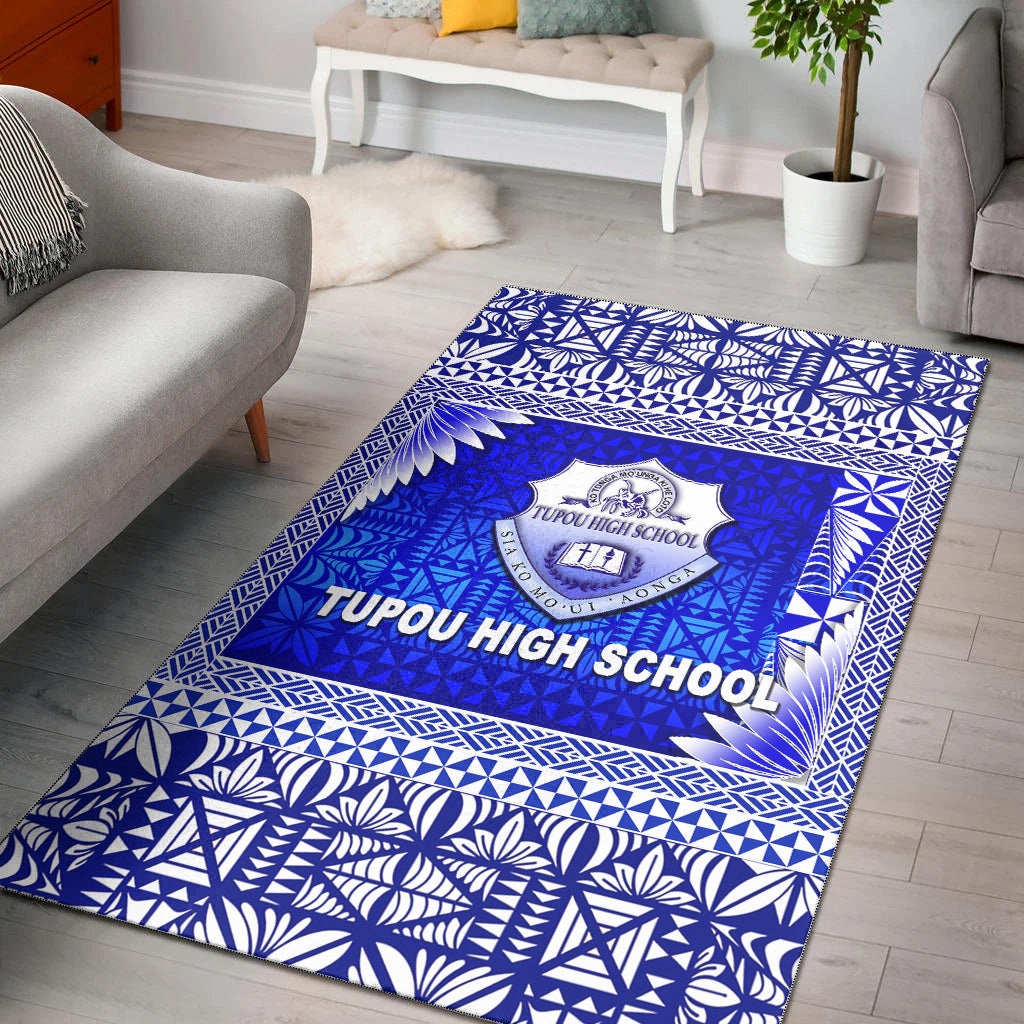 Tonga Tupou High School Area Rugs Simplified Version LT8 Blue - Polynesian Pride