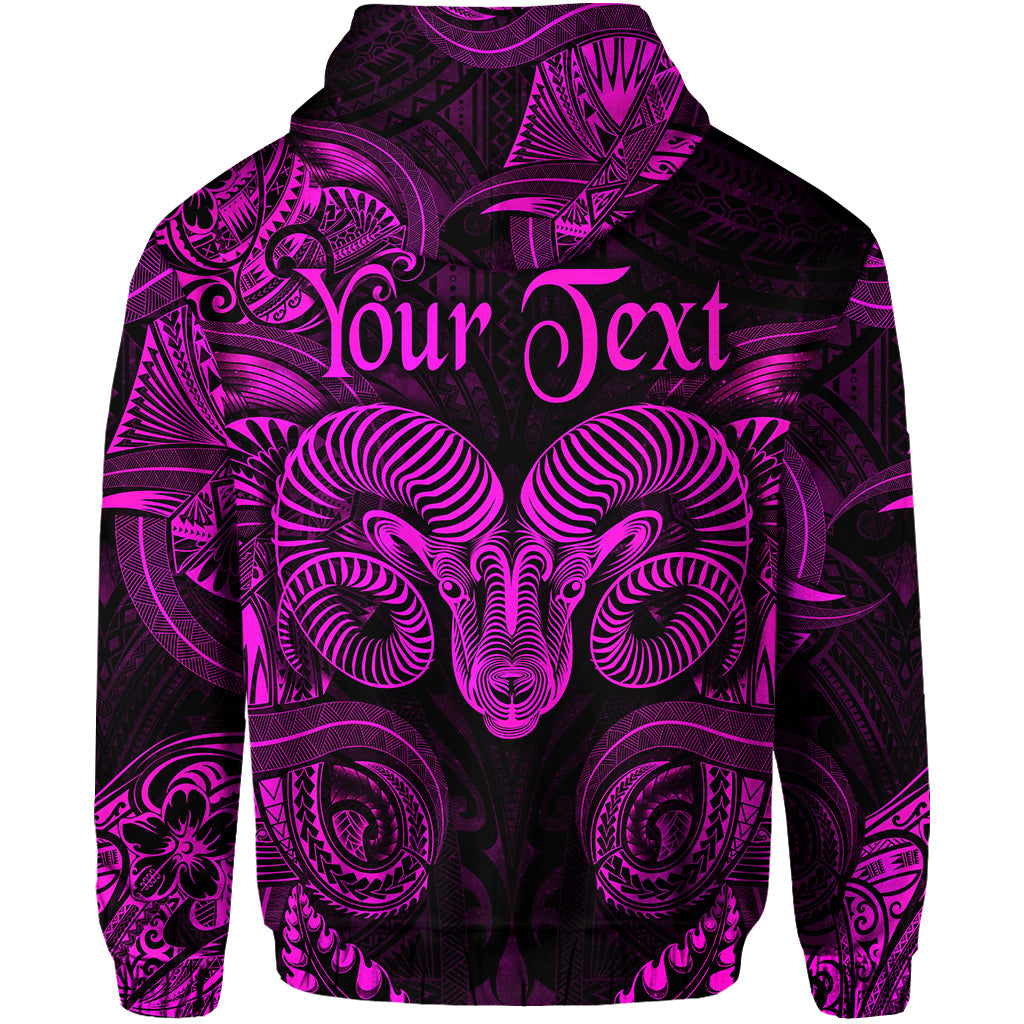 Custom Aries Zodiac Polynesian Zip Hoodie Unique Style Pink LT8 - Polynesian Pride