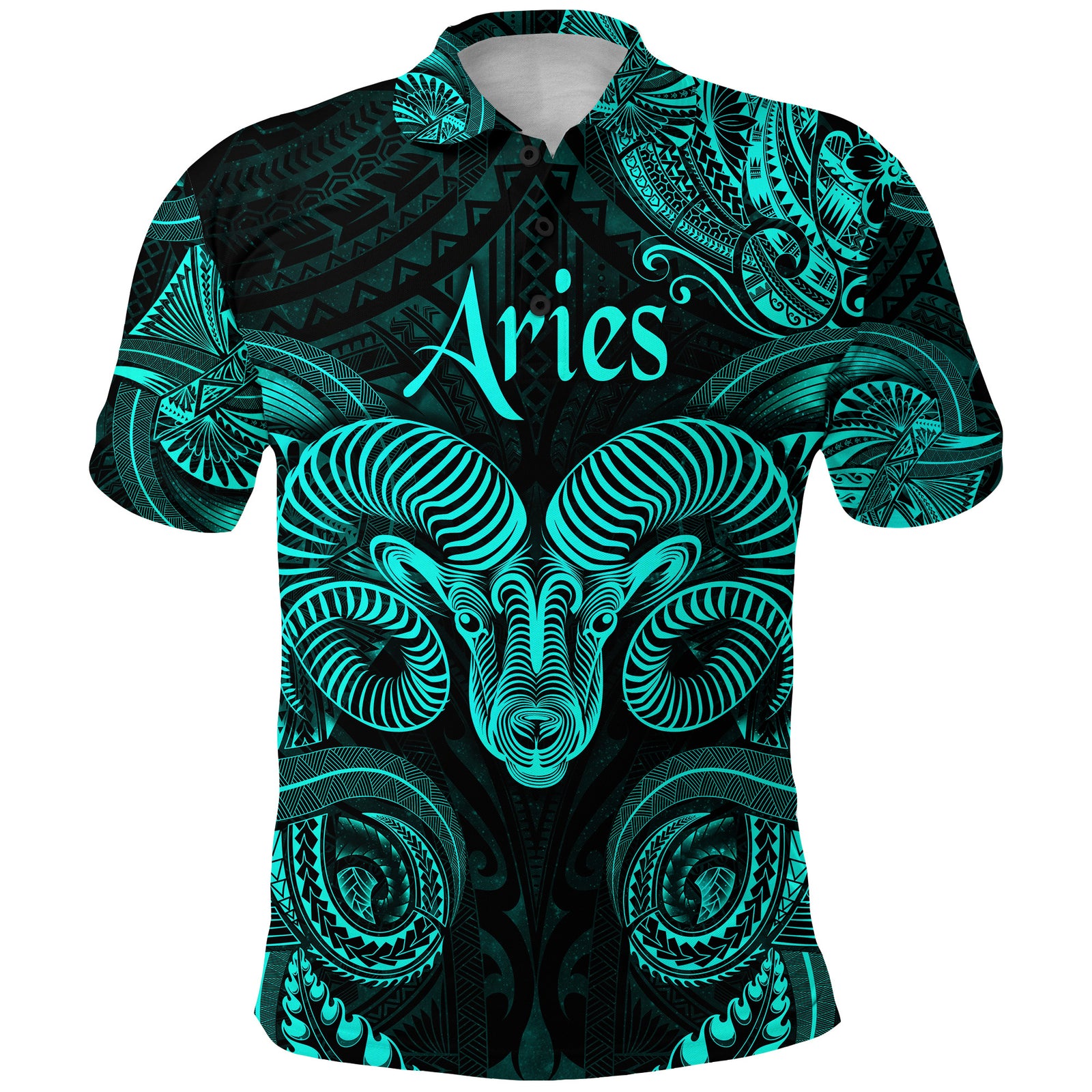 Aries Zodiac Polynesian Polo Shirt Unique Style Turquoise LT8 - Polynesian Pride