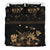 Hawaiian Map Hibiscus Turtle Polynesian Black And Gold Bedding Set - Polynesian Pride